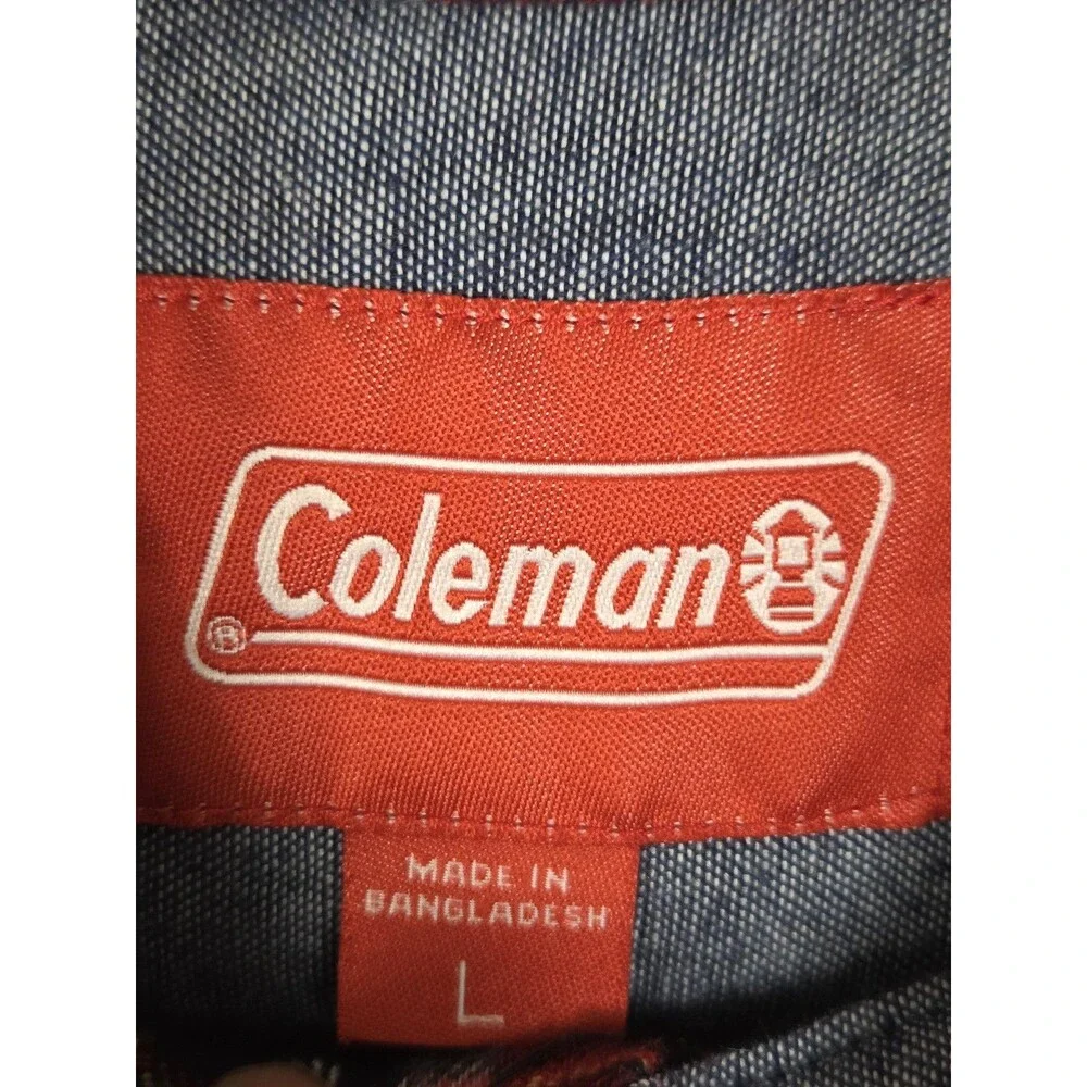Coleman Flannel‎ Shirt Mens L Red Plaid Check Button Front LS Casual Workwear